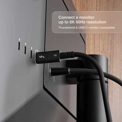 CalDigit Thunderbolt 5 Pro Braided Cable - 120Gbps 240W Power Delivery, Compatible with Thunderbolt 3, 4, USB4 Type C, MacBook Pro, iMac, iPhone 17 Max, Black (1m/3.28ft/39.37")