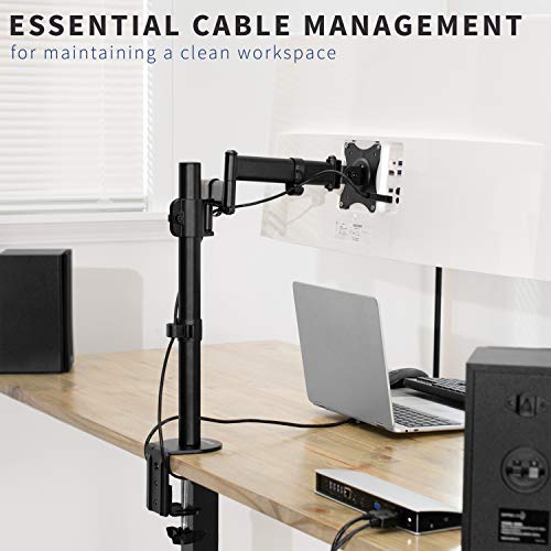 VIVO Single 13 to 32 inch Computer Monitor Desk Mount, Extra Long Adjustable Arm, VESA Stand for 1 Screen, Max VESA 100x100, Black, STAND-V101N