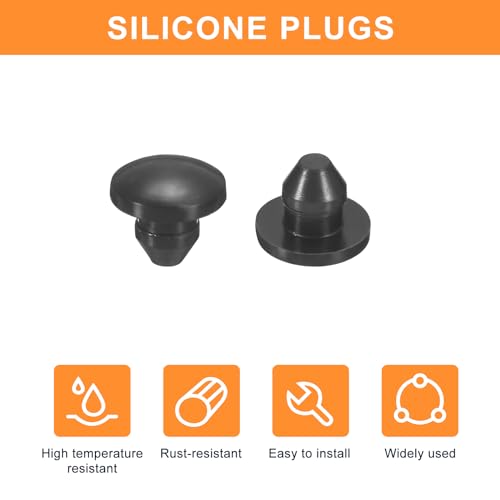 uxcell 25Pcs Silicone Plugs, Rubber Round Snap in Locking Hole Plugs for 4.5mm Hole, Hole Stoppers Waterproof Hole Plug for Metal Tube, Furniture End Caps Inserts, Black - size: 4.5mm
