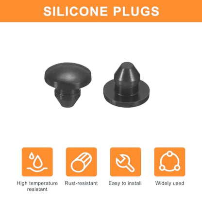uxcell 25Pcs Silicone Plugs, Rubber Round Snap in Locking Hole Plugs for 4.5mm Hole, Hole Stoppers Waterproof Hole Plug for Metal Tube, Furniture End Caps Inserts, Black - size: 4.5mm