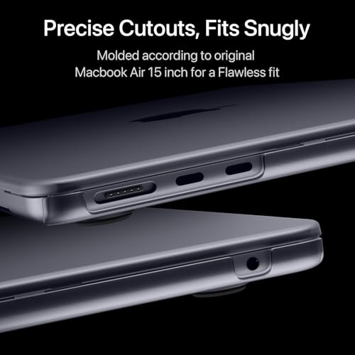 Soonjet Invisible Armor for MacBook Air 15 inch Case M5 M4 M3 M2 2026-2023 | 100% Color Match, Space Gray Clear Matte, Protective Hard Shell, Laptop Cover, Ultra Thin, Anti Crack & Fingerprint & Scratch - color: Space Gray Clear