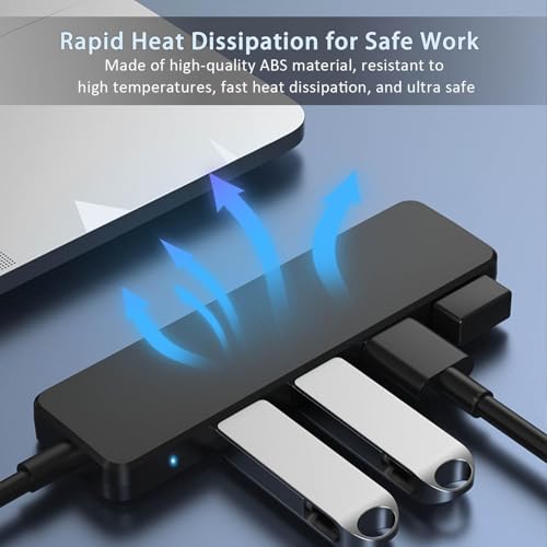 USB 3.0 Hub, 4 Port USB Hub Extender Splitter Ultra Slim USB-A Data Hub-1ft