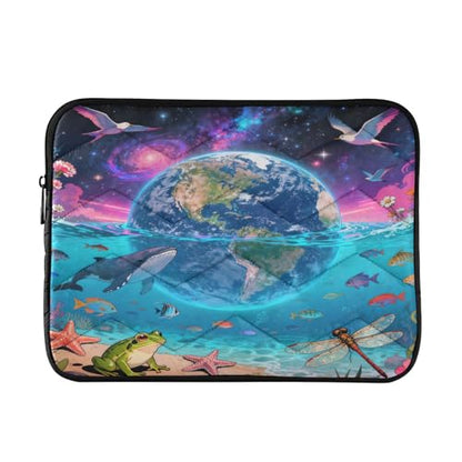 Marine Lifes and Earth 15-16 Inch Quilted Laptop Sleeve Case Soft Notebook Protector Bag Computer Carrying Case - color: marine lifes and earth, size: Large