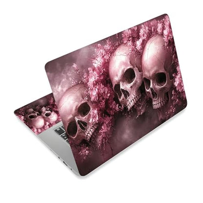 Universal Laptop Skin Sticker Decal,15.6 Inch Laptop Vinyl Cover for 13" 14" 15.6" Laptop,Scratch-Resistant Waterproof Protector Wrap,Reusable with Wrist Pads,Pink Skull Blossom - color: Pink Skull Blossom