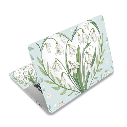 12.1 13 13.3 14 15.4 15.6 Inch Laptop Skin Decal, Laptop Skins Stickers Decals for Notebook PC, Universal Reusable Vinyl Laptop Cover Sticker, Waterproof Art Protector I Green Flower Heart - color: Green Flower Heart