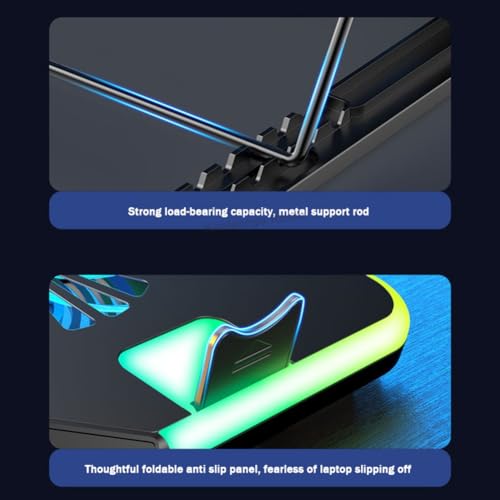 F36 Gaming Laptop Cooling Pad with RGB Lights LCD Display 7 Adjustable Angles 2 USB Ports for 11-17.3 Inch Laptops B