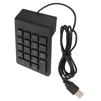 Wired Number Pad 18 Keys, Ergonomic USB Mini Numeric Keypad, Plug and Play Quiet Typing for PC Laptop Desktop, 2 Pack (1PC) - size: 1PC