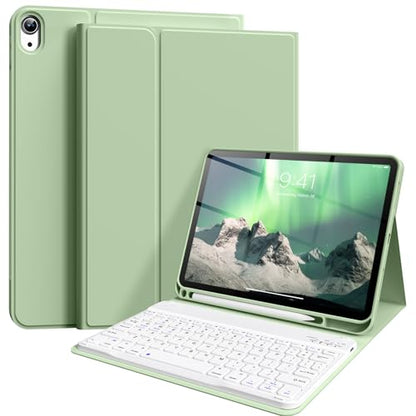 Keyboard Case for iPad (A16) 11th Gen 11 Inch 2025, iPad 10th Generation 10.9 inch 2022 with Pencil Holder, Wireless Keyboard and Slim Lightweight Soft Cover Auto Wake/Sleep, Matcha Green - color: Matcha Green