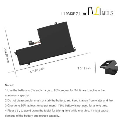 MULS L19M3PG1 Battery for Lenovo 100e 300e Chromebook 2nd Gen AST 82CD 82CE | Ideapad 3 CB-11AST05 Series laptop L19C3PG1 L19L3PG1 SB10X68685 5B10X65680 5B10X65682 5B10X65684 11.52V 47Wh with Tools