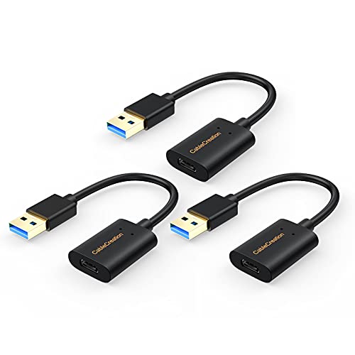 CableCreation [3-Pack USB C Female to USB Male Adapter Cable, 5Gbps USB 3.1 to USB C Adapter Compatible with Oculus Quest Link Logitech StreamCam, etc - style: Cable Adapter-3Pack