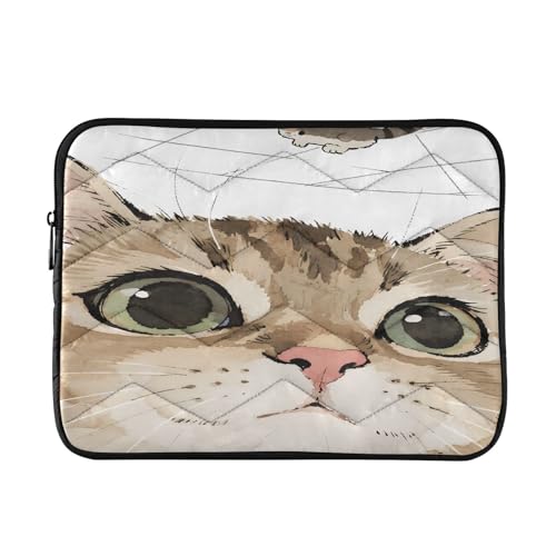 Watercolor Cat White 13” Quilted Laptop Sleeve Case Soft Notebook Protector Bag Computer Carrying Case - color: Watercolor Cat White, size: Medium