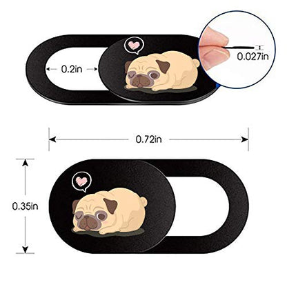 Webcam Cover Slide Ultra Thin Laptop Camera Privacy Protect, Pug | 6 Pcs Dog, Ultra thin camera cover fit for Cell phone desktop tablet PC, front camera blocks webcam to protect privacy - color: Koji 6