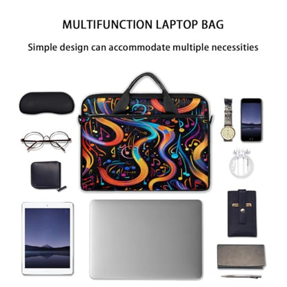 Laptop Shoulder Bag for Women Men, Waterproof Computer Case Messenger Bag Briefcase for Business Office Travel - color: Music Note Colorful