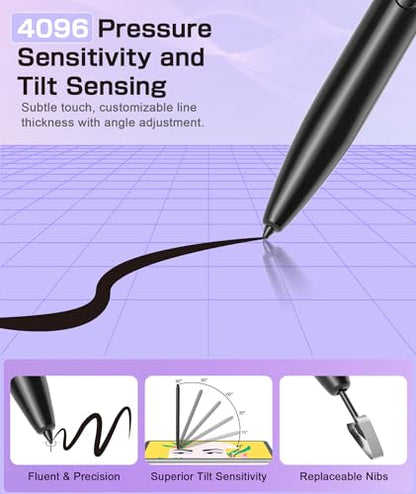 Ciscle Magnetic EMR Stylus Compatible with Remarkable 2, Replacement Digital Pen with Eraser, 4096 Pressure Levels, Palm Rejection, Tilt Support, for Remarkable/Samsung/Wacom/Onyx EMR Devices-5 Tips - style: Black Pen with 5 Tips