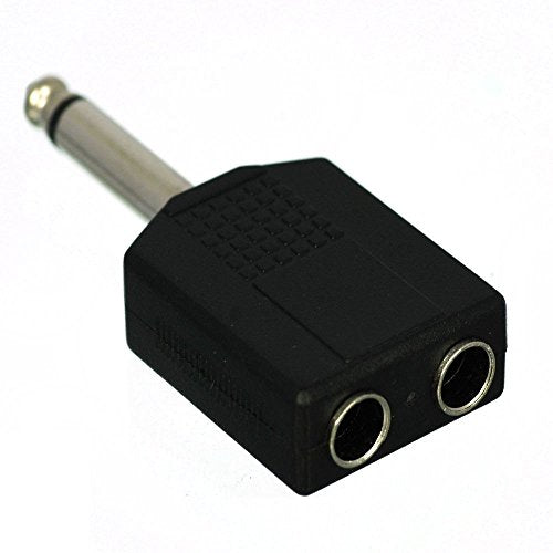 CESS 6.35mm 1/4 Inch TS Male to Dual TS Female Splitter Adapter, 2 Pack