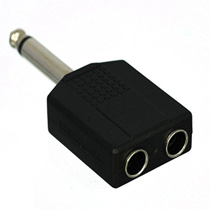 CESS 6.35mm 1/4 Inch TS Male to Dual TS Female Splitter Adapter, 2 Pack