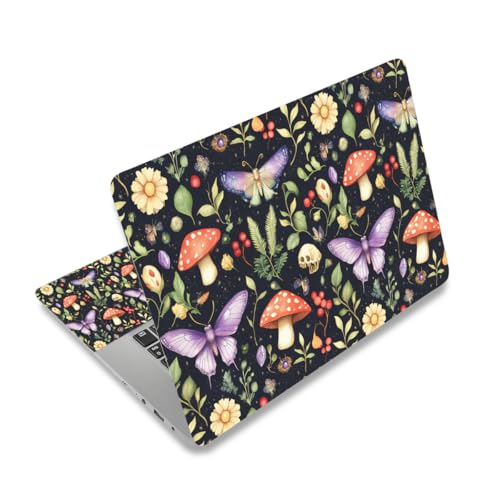DINKY Laptop Notebook Skin Sticker Cover Decal, 16" 16.5" 17" 17.3 inch Laptop Vinyl Skin Sticker Cover Soft Art Protector Netbook (Mushroom Butterfly) - color: Mushroom Butterfly