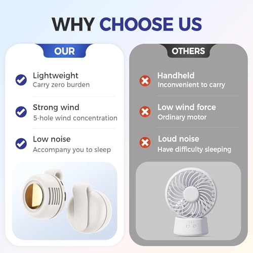 Portable Clip on Fan, 2026 New Silent Mini Bladeless Electric Fan, Mini Fans With Clip, 3-Speed Suspended Waist Fans for Outdoor & Travel & Office (Pink) - color: Pink