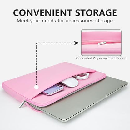 Laptop Sleeve Bag Compatible with 15 to 16 inches MacBook HP Dell Asus Acer Protective Case with Front Pocket Padded Computer Pouch Cover Protective for 15” to 16” Laptop, Pink - color: Pink, size: 15/16 inches