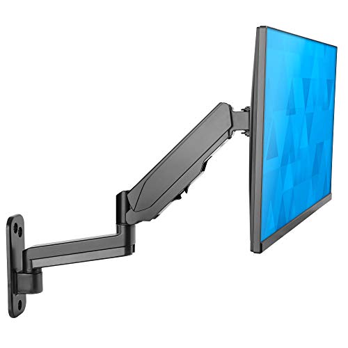 Mount-It Monitor Wall Mount, Gas Spring Arm, Full Motion, 17-32 Inch | Computer Monitor Arm with Cable Management, 11 in Height Range, Tilt Swivel, VESA 75x75 100x100, 17.6 Lbs, Alloy Steel, Black