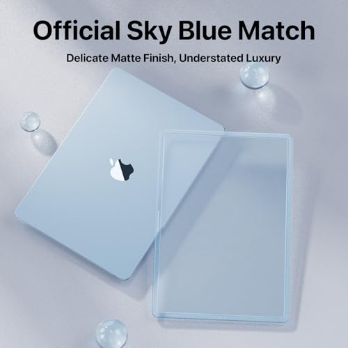 Soonjet for MacBook Air 15 inch Case M5 M4 M3 M2 2026-2023 Mac Laptop Cover | Anti Crack, Matte Sky Blue Clear, Color Match, Fingerprint & Scratch Resistant, Protective Hard Shell, Ultra Thin & Light - color: Sky Blue Clear