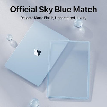 Soonjet for MacBook Air 15 inch Case M5 M4 M3 M2 2026-2023 Mac Laptop Cover | Anti Crack, Matte Sky Blue Clear, Color Match, Fingerprint & Scratch Resistant, Protective Hard Shell, Ultra Thin & Light - color: Sky Blue Clear