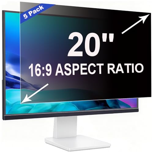 5 Pack Privacy Screen for 20 Inch 16:9 (44.2x24.9cm) computer Monitor | Blue Light Filter & Anti-Glare, Removable Screen Privacy Shield | PC Protector Film for flat and curved screens - color: 20 Inch - 16:09 Aspect Ratio, style: 5 Pack
