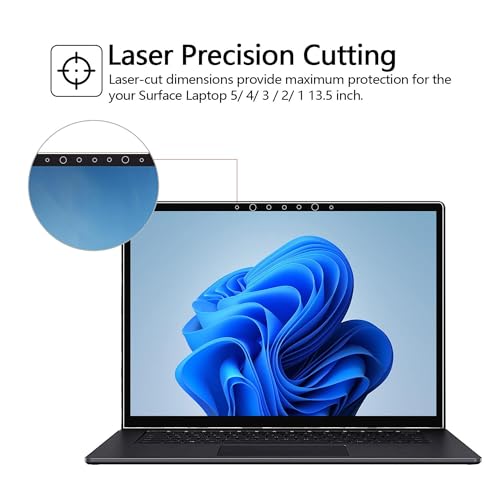Megoo ArmorShield Screen Protector for Microsoft Surface Laptop 6/5/4/3/2/1 13.5 Inch, Tempered Glass, Scratch Resistant, Touch Sensitive, HD Clear, Easy Installation, 2-Pack - size: Laptop 1–6 13.5"