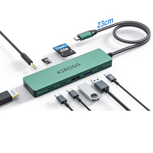 9 in 1 USB C Multiport Adapter for MacBook Air/Pro - USB C to 4K HDMI Hub Dongle with 100W PD USB3.0 - Portable USBC Hub Compatible with Laptops and Other Type C Devices - color: Malachite Green