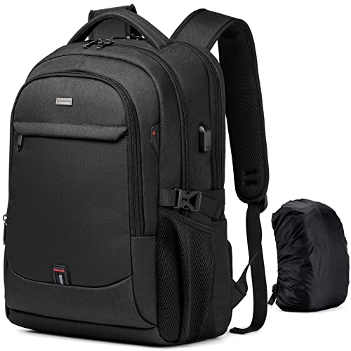 17 Inch Laptop Backpack for Travel with Backpack Rain Cover College Backpack for Men Laptop Bag with USB Charging Port,Black - color: Black With Rain Cover