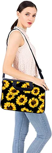 14 15 15.4 15.6 inch Laptop Shoulder Bag Messenger Bag Notebook Handle Sleeve Neoprene Carrying Case with Accessories Pocket (14-15.6 inch, Sunflowers) - color: Sunflowers, size: 14-15.6 inch