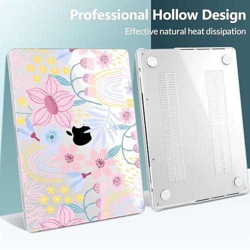 TWOLSKOO Compatible with MacBook Pro 14 inch Case M5 2026 2025-2021 Release M4 M3 M2 M1 Pro/Max Chip, Plastic Hard Shell & Keyboard Cover & USB C to USB Adapter & Screen Film, Floral Spring - color: Floral Spring