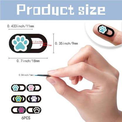 6Pcs 6 Styles Paw Print Cute Laptop Camera Cover 0.04 Inch Privacy Guard Accessories, Webcam Cover Slide Ultra Thin Protector Blocker for Desktop Computer Tablet Notebook Mini PC Office Use - color: Paw Print