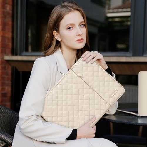 MOSISO Laptop Case 13 inch, 13 inch Laptop Sleeve, Sand | Compatible with MacBook Neo/Air 13.6/Pro 13/Pro 14, HP Dell ASUS Lenovo, Square Quilted Vertical Bag with Pocket&Small Case - color: Sand, size: 13 inch