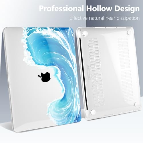 Batianda AstroGrid Case for MacBook Air 13 inch 2018-2020, Blue Waves | Fits Model A2337 M1/A2179/A1932, with Blue Ocean Wave Design, Slim Hard Shell For Surfers, Students And Beach Lovers - color: Blue Waves