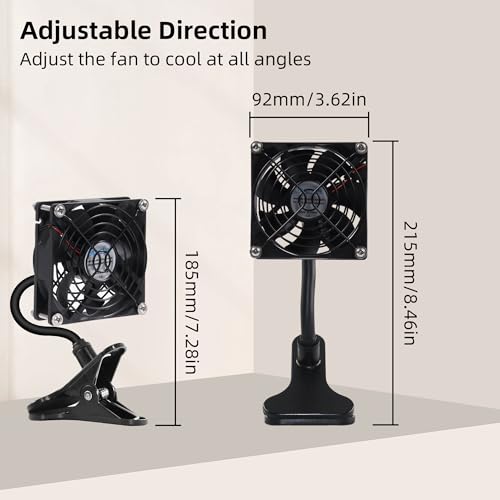 3.62" 92mm Quiet USB Clip on Fan with Strong Clamp and On/Off Switch | Low Noise and Gentle Breeze, for Desktop Router Tent Seedlings Electronic Equipment and DIY Ventilation Cooling Project - color: Black, size: 92mm