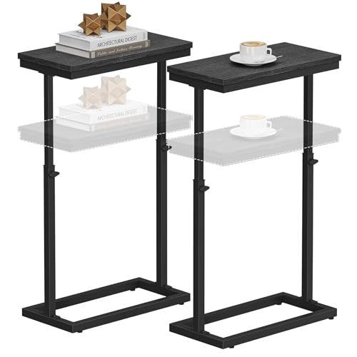 TUTOTAK End Table, Side Table, Tall Couch Table, Sofa Table, Set of 2 | for living Room, Bedroom, Black TB01BK0832 - color: Black, size: 2 Pack, style: Ordinary