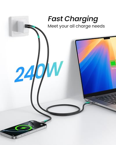 Silkland 80Gbps USB 4 for Thunderbolt 5 Cable 3.3FT, [USB-IF Certified] 120Gbps Bandwidth for 16K/Dual 8K, 240W, Braided USB C Video Cable Compatible Thunderbolt 4,SSD,MacBook M4 Pro, iPhone17, Dock - size: 3.3 Feet