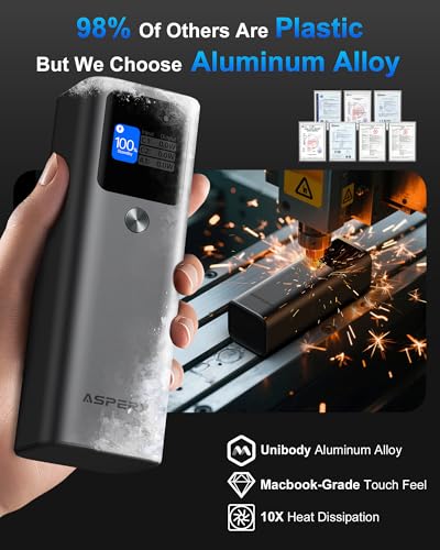 AsperX Laptop Power Bank, 27,600mAh 162.5W Aluminum Unibody PD3.1 Fast Charging Portable Charger Power Bank, 99.36Wh Battery Bank for MacBook Pro/Air/iPhone 16/iPad/S25 Ultra/Dell/HP (Flight-Approved) - color: Deep Grey