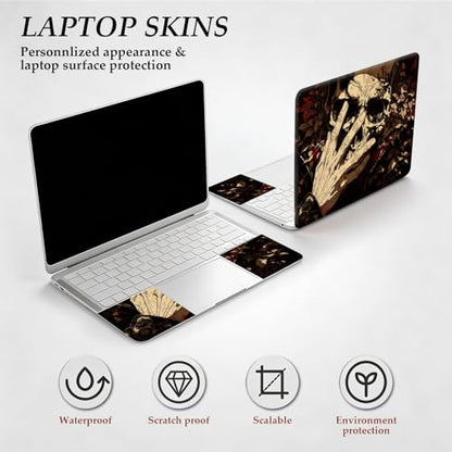 DEGDFSGR 12.1-15.6 Inch Universal Reusable Laptop Skin Sticker Decal, Waterproof Removable Protector for Notebook Cover, Scratch-Resistant Vinyl Cuttable Full Wrap Sticker, Gothic Skull Hand - color: Gothic Skull Hand