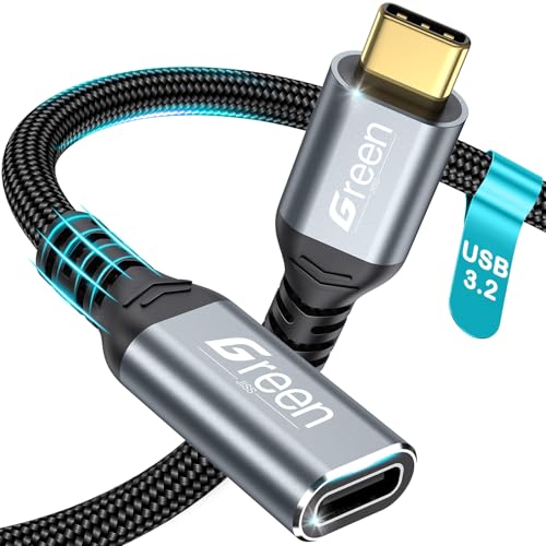 Green Jiss® USB C Extension Cable 6.6ft, 20Gbps/4K@60Hz Video, Heavy Duty USB3.2 Gen2 Extender Male to Female Full Function Ultra-High Speed Transfer USB Type C Extender 240W Fast Charging Cable - size: 6.6 FT