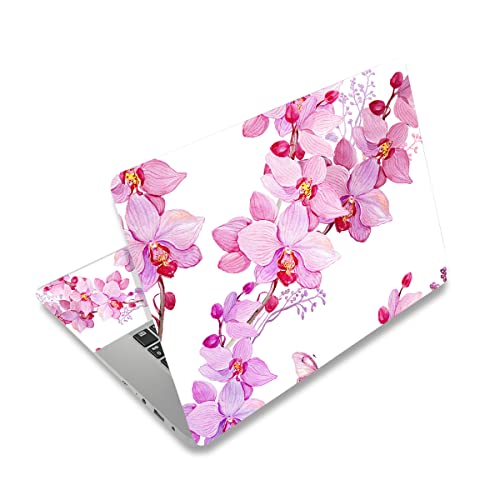 Laptop Skin Sticker,13.3 14 15 15.4 15.6 inch Laptop Skins,Universal Vinyl Decal,Dustproof Scratch Resistant Reusable Cover Protector with Free 2 Wrist Pads (Pink Flower) - color: Pink Flower