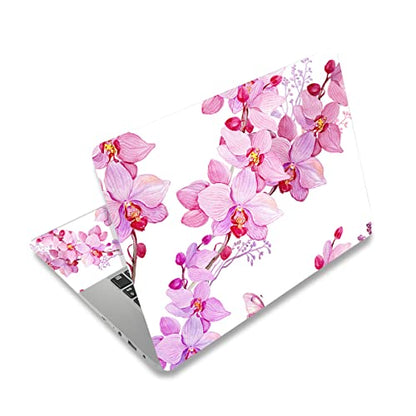 Laptop Skin Sticker,13.3 14 15 15.4 15.6 inch Laptop Skins,Universal Vinyl Decal,Dustproof Scratch Resistant Reusable Cover Protector with Free 2 Wrist Pads (Pink Flower) - color: Pink Flower