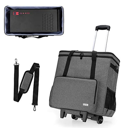 Rolling PC Carrying Case, Double Layers Desktop Tower Bag, Gray | Wheeled Computer Desktop Tower Case with Shoulder Straps Fit ATX/M-ATX Motherboards, Keyboard, Mouse, Cables & Earphones - color: Gray