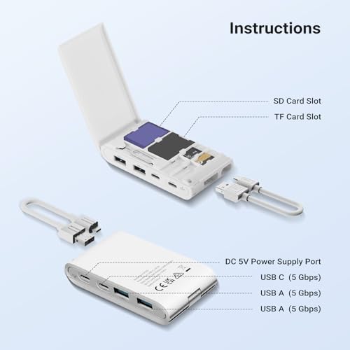 NEEWER SD Card Reader, USB 3.2 High Speed for SD 4.0/UHS-II SD/TF4.0/Micro SD Holder to Type C & USB A Adapter for Camera Action Cam Drone Smartphone Laptop Flash Drive Keyboard Mice, CP03D