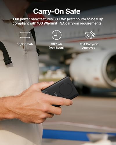 Belkin 10000mAh Qi2.2 25W MagSafe Power Bank w/Kickstand & Display | Wireless Charging Battery Pack, iPhone 17, Air, Pro, Pro Max, Google Pixel 10, Digital Battery Display, Magnetic - color: Black