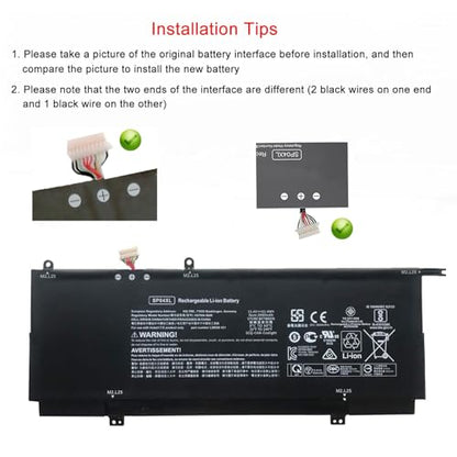 SP04XL L28764-005 Laptop Battery Replacement for HP Spectre X360 13T-AP000 13-AP0053DX 13-AP0XXX 13-AP0013DX 13-AP0045NR Series HSTNN-IB8R HSTNN-OB1B L28538-AC1 TPN-Q203 61.4Wh - size: 12.48*5.31*1.26 inches SP04XL