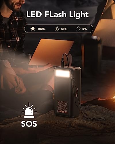 Power Bank 56000mah 100w Portable Charger Fast Charging Power Tank USB C with Emergency LED Flashlight Large Capacity External Battery Pack for iPhone Samsung Laptop for Outdoor Camping Travel