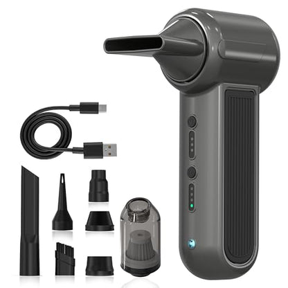 Compressed Air Duster 130000RPM 3-in-1 Mini Vacuum, Turbo Jet Blower Pump, Super Power Electric Air Duster Fast Rechargeable, Turbo Jet Dust Blower for Computer Keyboard, Car Cleaning & Outdoor