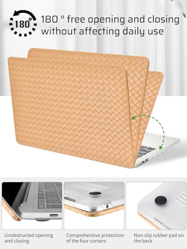 Seorsok Compatible with MacBook Pro 13 inch Case M2 2023-2021-2016 A2338 M1 A2251 A2289 A2159 A1989 A1708 A1706,Leather Plastic Hard Shell&Transparent Keyboard Cover,Brown Tartan PVC No Logo Cutout - color: Brown( Tartan PVC), size: Pro 13 (A2338 M1 A2251